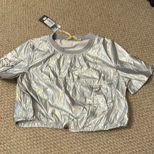 Crop metallic sliver hologram Lizette collection net